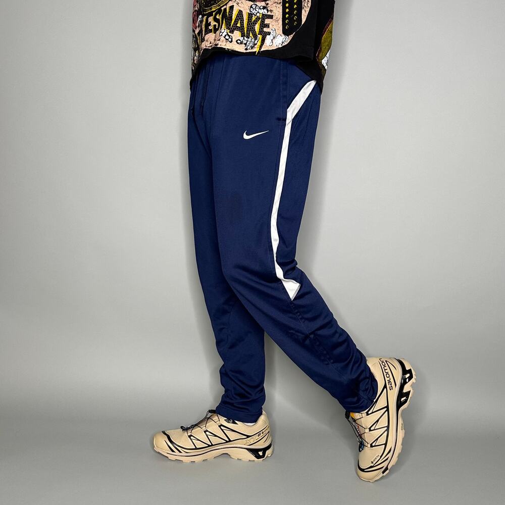 Vintage Y2K Nike Sweatpants Mens S Navy Blue White Swoosh Polyester Joggers